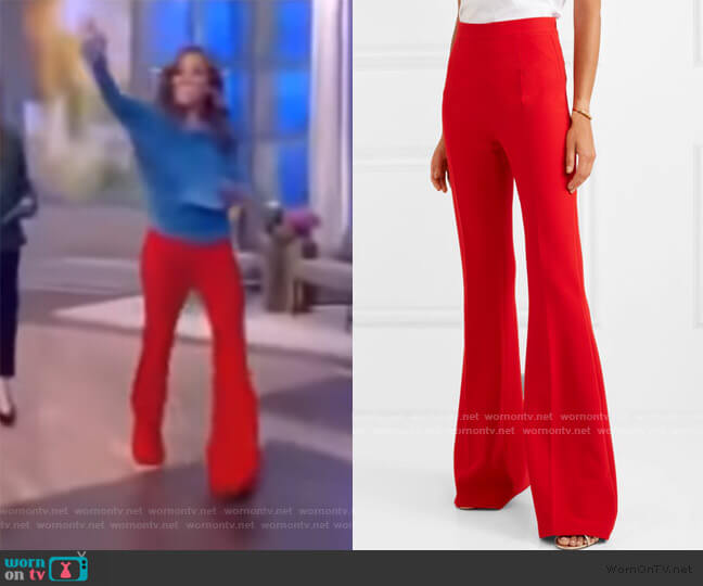 Safiyaa Halluana stretch-crepe flared pants worn by Sunny Hostin on The View