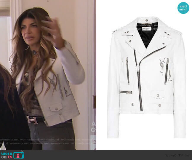 Saint Laurent Studded Moto Jacket worn by Teresa Giudice on The Real Housewives of New Jersey