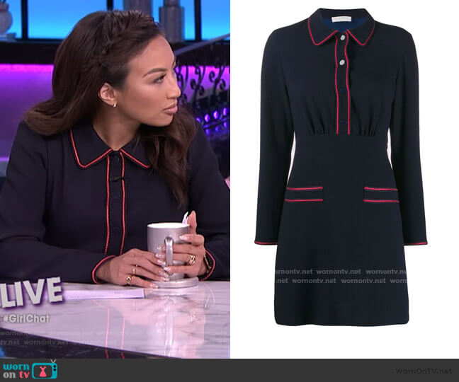 Sandro Contrast-piping Mini Dress worn by Jeannie Mai on The Real
