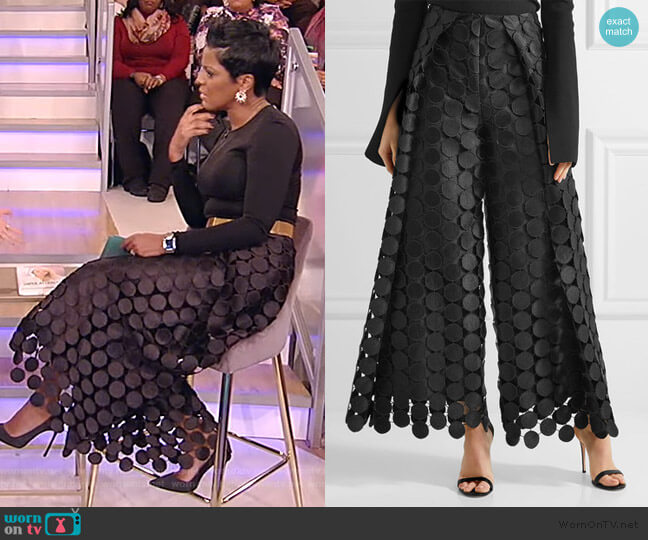 Solace London Hallie lace wide-leg pants worn by Tamron Hall on Tamron Hall Show
