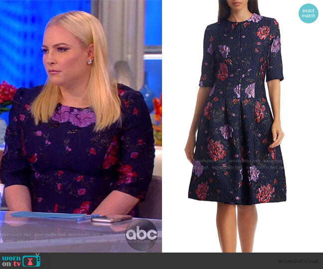 Teri Jon by Rickie Freeman Floral Jacquard Cocktail Dress worn by Meghan McCain on The View