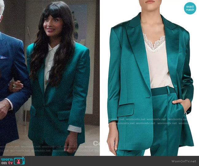 The Kooples Satin Blazer worn by Tahani Al-Jamil (Jameela Jamil) on The Good Place