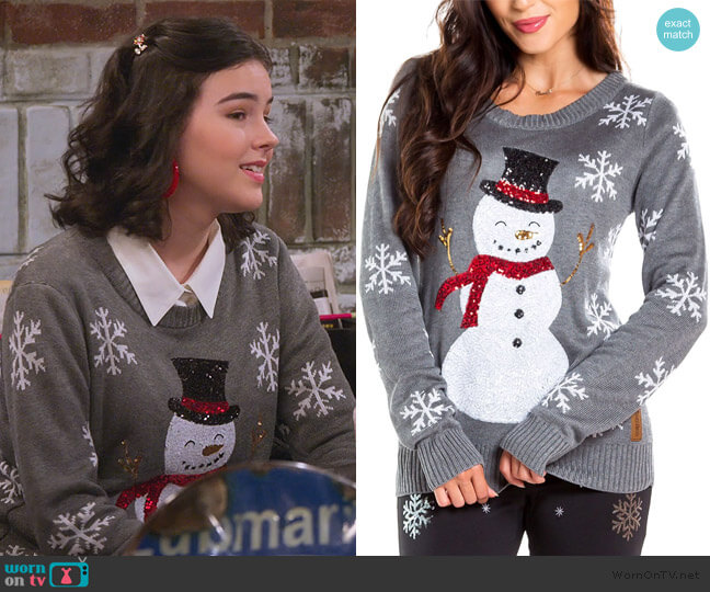 Sequined Snow Day Ugly Christmas Sweater worn by Hannah (Merit Leighton) on Alexa & Katie