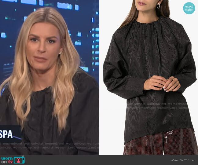 Toteme Tonal Print Gathered Blouse worn by Morgan Stewart on E! News