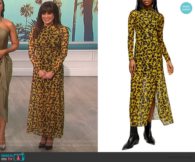 Topshop Smudge Mesh Long Sleeve Midi Dress worn by Marie Osmond on The Talk