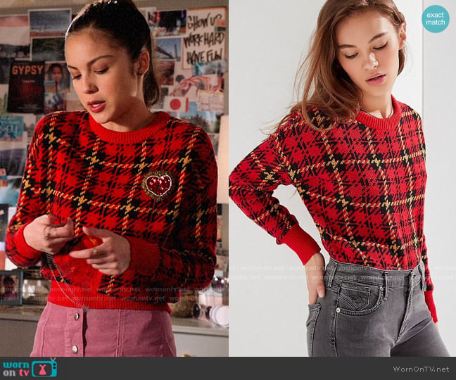 Urban Outfitters Andi Intarsia Knit Crew-Neck Sweater worn by Nini (Olivia Rodrigo) on High School Musical The Musical The Series