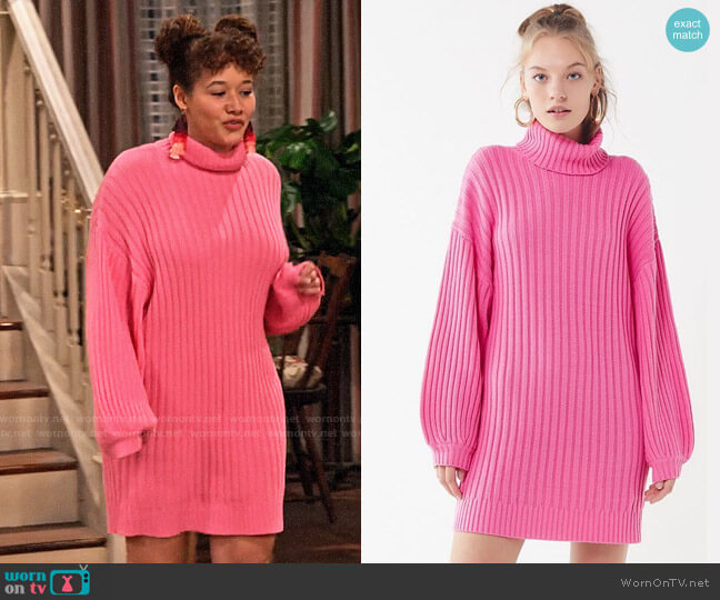 Urban Outfitters Jill Turtleneck Sweater Mini Dress worn by Jade (Talia Jackson) on Family Reunion