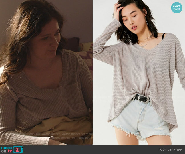 Urban Outfitters Lyla Thermal Long Sleeve Top worn by Debbie Gallagher (Emma Kenney) on Shameless