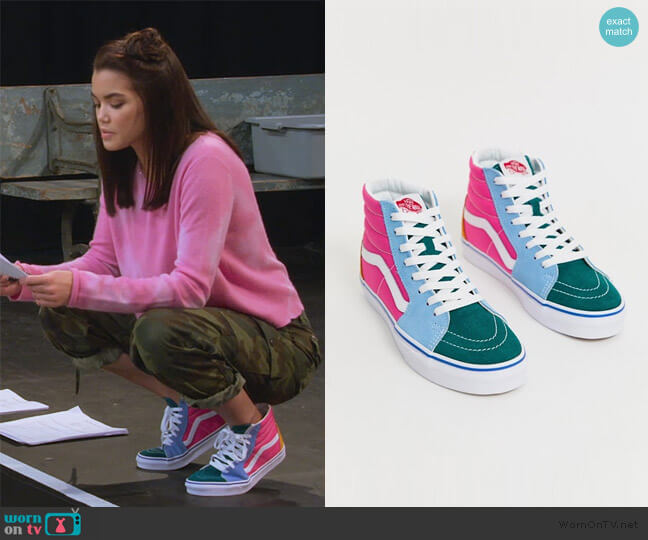 Vans SK8-Hi frayed color block sneakers worn by Alexa Mendoza (Paris Berelc) on Alexa & Katie