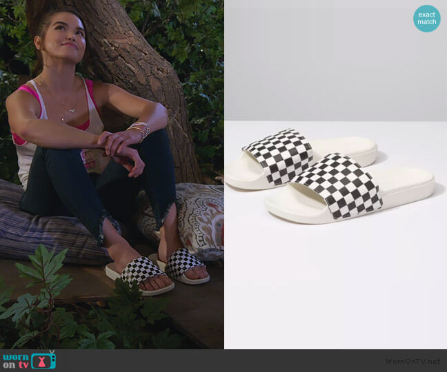 Vans Slide-On Checkerboard Sandals worn by Alexa Mendoza (Paris Berelc) on Alexa & Katie