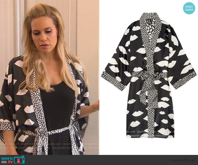 Victoria Secret Lip Print Robe worn by Jackie Goldschneider on The Real Housewives of New Jersey