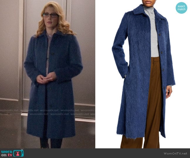 Vince Belted Wool-Blend Slim Coat worn by Felicity Smoak (Emily Bett Rickards) on Arrow