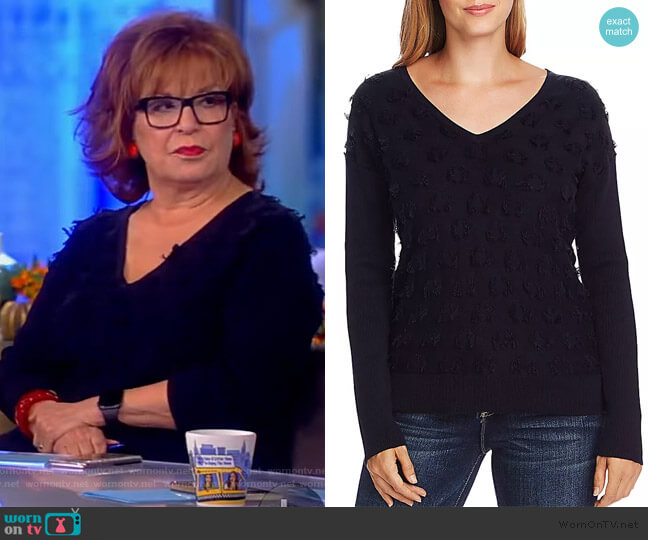 Vince Camuto Floating Fringe Dot V-Neck Sweater worn by Joy Behar on The View