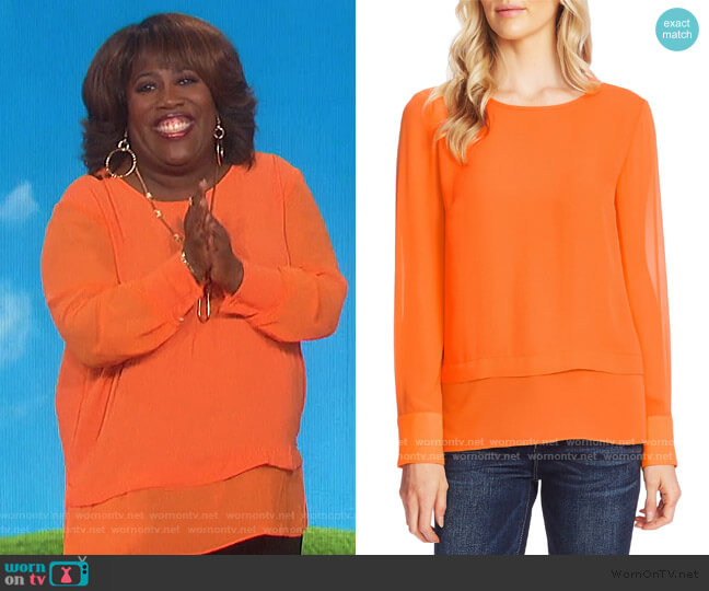 Vince Camuto Layered Rumple Georgette Top worn by Sheryl Underwood on The Talk