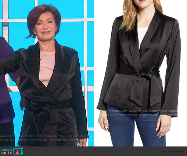 Vince Camuto Satin Belted Blazer worn by Sharon Osbourne on The Talk