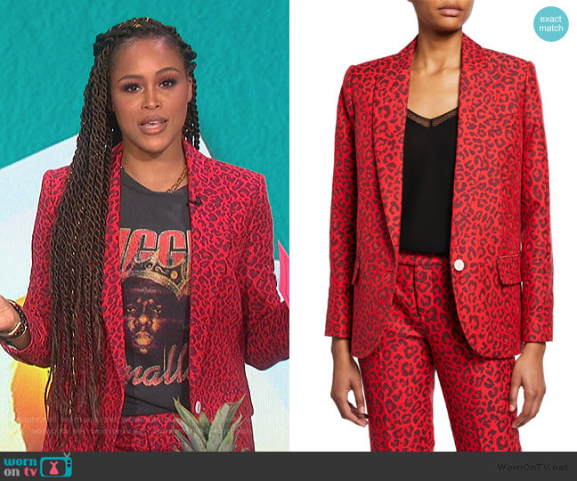 Zadig & Voltaire Viking Leopard-Print Jacquard Jacket worn by Eve on The Talk
