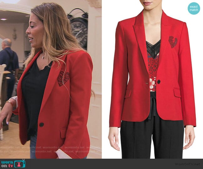 Zadig and Voltaire Amour Embellished Blazer Jacket worn by Dolores Catania on The Real Housewives of New Jersey