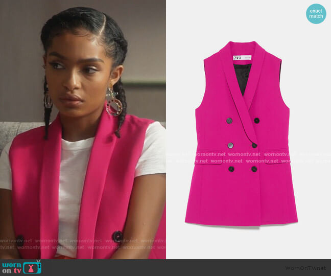 Zara Buttoned Vest worn by Zoey Johnson (Yara Shahidi) on Grown-ish