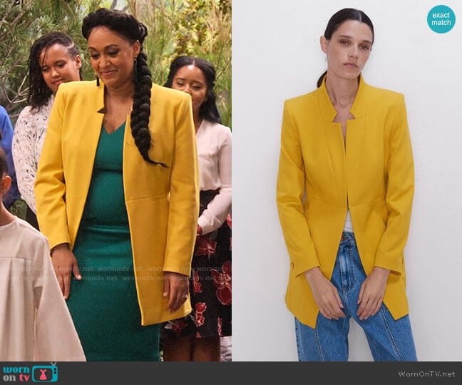 Zara Inverted Lapel Frock Coat worn by Cocoa McKellan (Tia Mowry-Hardrict) on Family Reunion