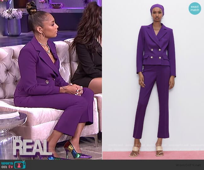 Zara Buttoned Cropped Blazer worn by Amanda Seales on The Real