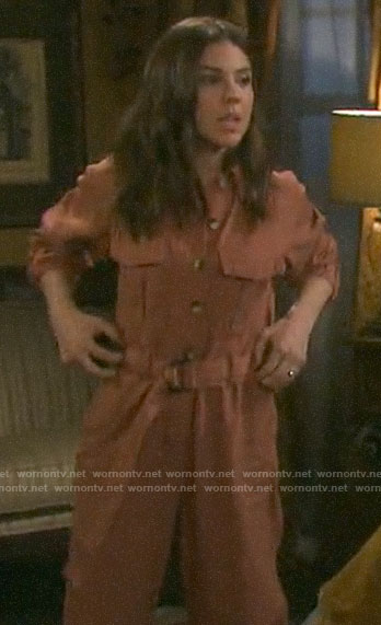 Abigail’s coral pink jumpsuit on Days of our Lives
