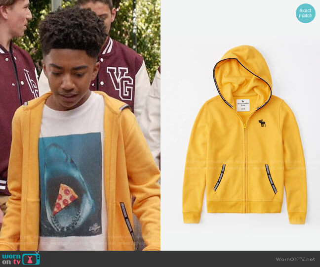 Abercrombie Logo Tape Full Zip Hoodie worn by Jack Johnson (Miles Brown) on Black-ish