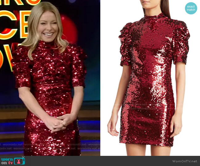 Alice + Olivia Brenna Sequin Dress worn by Kelly Ripa on Live with Kelly and Mark