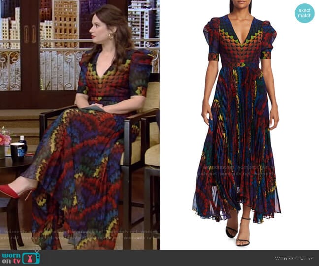 Alice + Olivia Haven Pleated Puff-Sleeve Dress