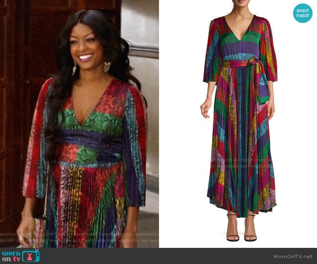 Alice + Olivia Meryl Pleated Maxi Dress worn by Ali Finer (Javicia Leslie) on God Friended Me