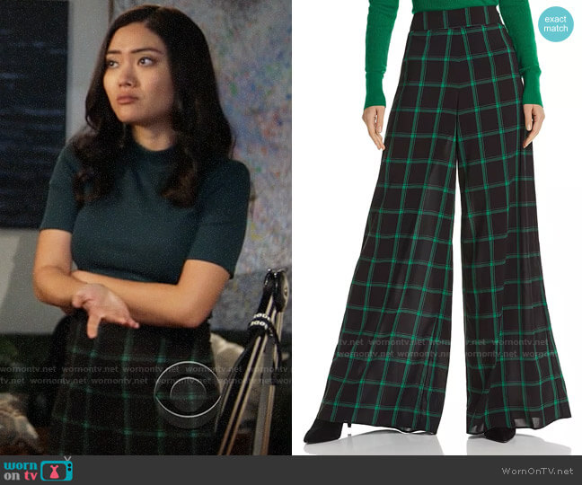 Alice + Olivia Athena Trousers worn by Joy (Jessica Lu) on God Friended Me
