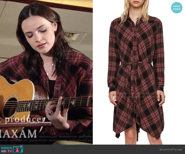All Saints Tala Check Dress worn by Tessa Porter (Cait Fairbanks) on The Young and the Restless