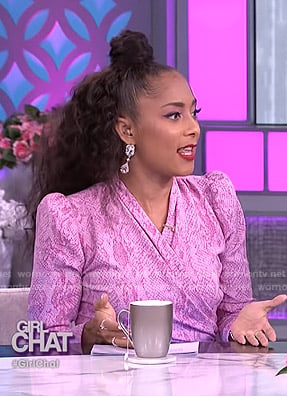 Amanda’s pink snake print wrap dress on The Real