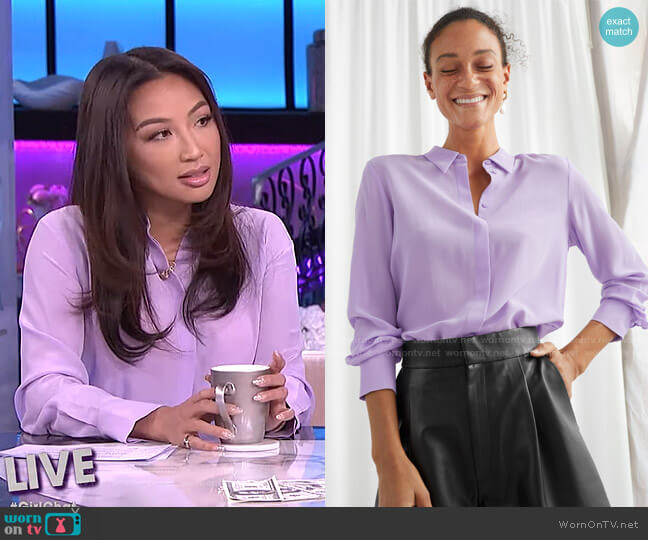 & Other Stories Straight Fit Silk Shirt worn by Jeannie Mai on The Real