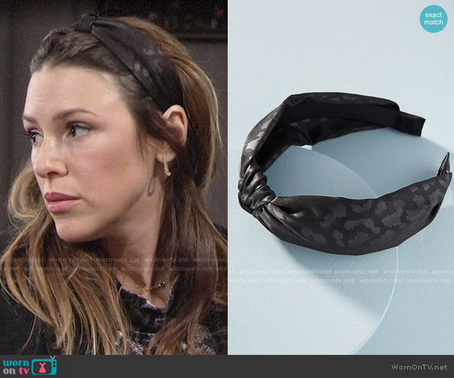 Leopard-Printed Knotted Headband from Anthropologie worn by Chloe Mitchell (Elizabeth Hendrickson) on The Young and the Restless