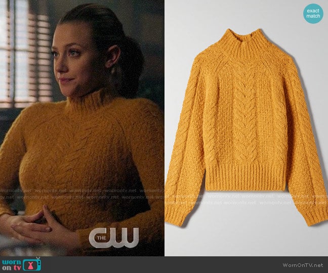 Sunday Best Melly Sweater in Cairo Gold worn by Betty Cooper (Lili Reinhart) on Riverdale