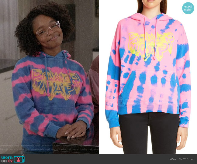 Ashley Williams Power Nap Tie Dye Pocket Hoodie worn by Diane Johnson (Marsai Martin) on Black-ish