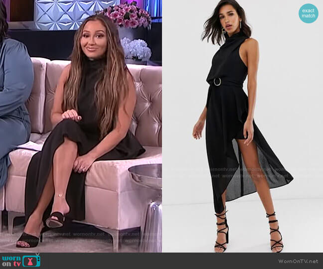 Asos Drape Neck Midi Dress with Self Belt worn by Adrienne Houghton on The Real