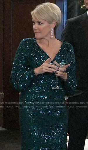 Ava’s teal blue sequin dress on General Hospital