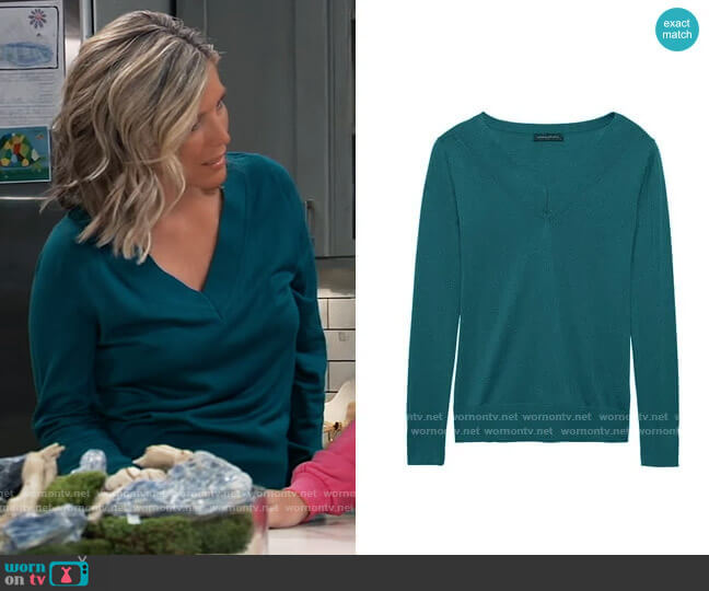 Banana Republic Silk Cashmere Sweater worn by Carly Spencer (Laura Wright) on General Hospital