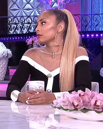 Amanda’s black button down contrast dress on The Real