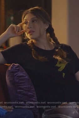 Nomi’s black lighting bolt tee on Grown-ish