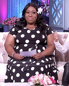 Loni’s black polka dot tie dress on The Real