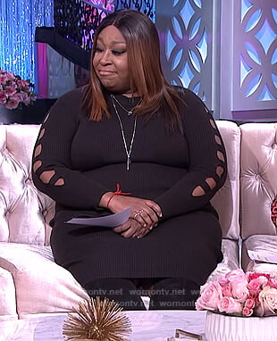 Loni’s black sleeve cutout dress on The Real