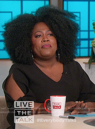 Sheryl’s black split sleeve top on The Talk