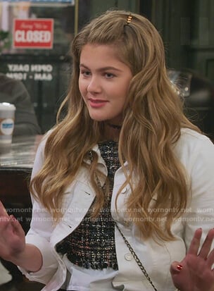 Gwenny’s black tweed top on Alexa & Katie