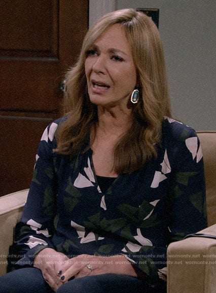 Bonnie’s navy printed blouse on Mom
