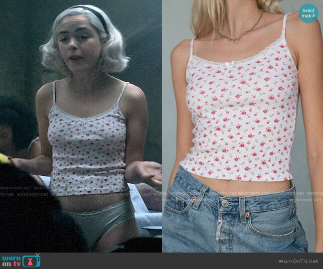 Brandy Melville Skyler Tank worn by Sabrina Spellman (Kiernan Shipka) on Chilling Adventures of Sabrina