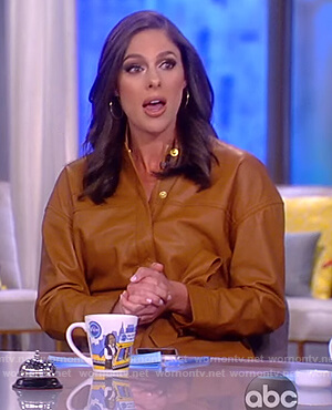 Abby’s leather button jumpsuit on The View