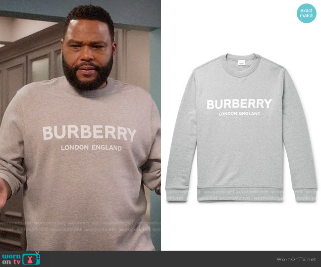 Burberry Logo-Print Mélange Loopback Cotton-Jersey Sweatshirt worn by Andre Johnson (Anthony Anderson) on Black-ish