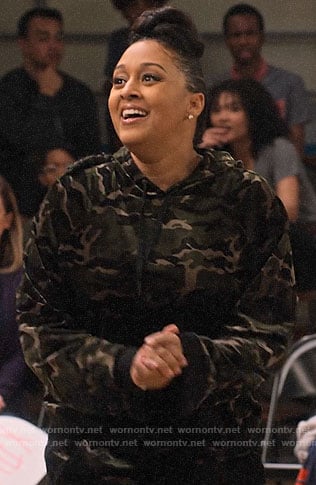 Cocoa’s velvet camo track suit on Family Reunion